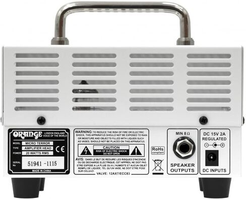 Orange MT20 Micro Terror 20-Watt Mini Hybrid Guitar Amplifier Head Bundle w/ 10' Pig Hog Woven Instrument Cable, Power Supply and Liquid Audio Polishing Cloth (4 Items) in Saudi Arabia