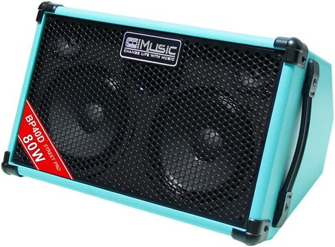 مضخم جيتار صوتي يعمل بالطاقة Coolmusic BP40D - مكبر صوت بلوتوث محمول 80 وات مع بطارية مع تأثير تأخير جوقة ريفيرب، 6 مدخلات، 3 نطاقات EQ، أسود in Kuwait
