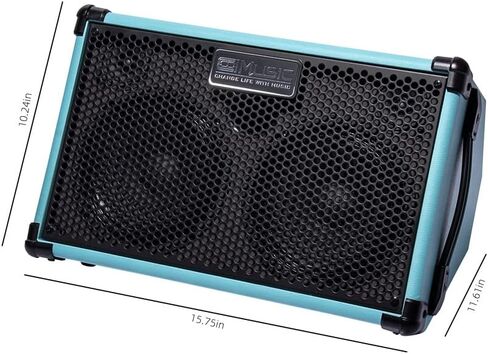 مضخم جيتار صوتي يعمل بالطاقة Coolmusic BP40D - مكبر صوت بلوتوث محمول 80 وات مع بطارية مع تأثير تأخير جوقة ريفيرب، 6 مدخلات، 3 نطاقات EQ، أسود in Kuwait