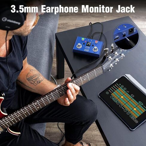LEKATO Drum Looper Pedal with Tuner, Built in 30 Drums, 4 Loops of Total 11 Minutes Recording Time, with App to customize, edit and save drum groof, Drum Machine with Loop,for Electric Guitar Bass in Saudi Arabia