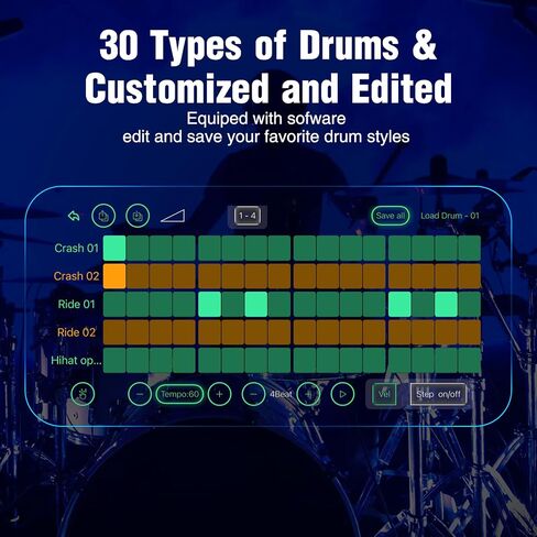 LEKATO Drum Looper Pedal with Tuner, Built in 30 Drums, 4 Loops of Total 11 Minutes Recording Time, with App to customize, edit and save drum groof, Drum Machine with Loop,for Electric Guitar Bass in Saudi Arabia