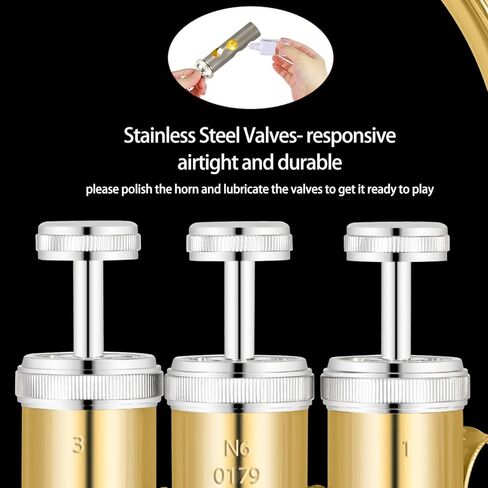 ROWELL Euphonium 3 صمامات Bb النحاس طلاء الذهب 3 الفولاذ المقاوم للصدأ مكابس متوسطة متقدمة إفونيوم مع قفازات حافظة وقماش تلميع in Kuwait