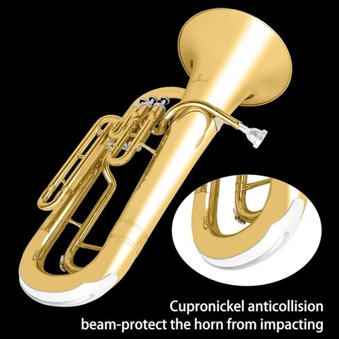 ROWELL Euphonium 3 صمامات Bb النحاس طلاء الذهب 3 الفولاذ المقاوم للصدأ مكابس متوسطة متقدمة إفونيوم مع قفازات حافظة وقماش تلميع in Kuwait