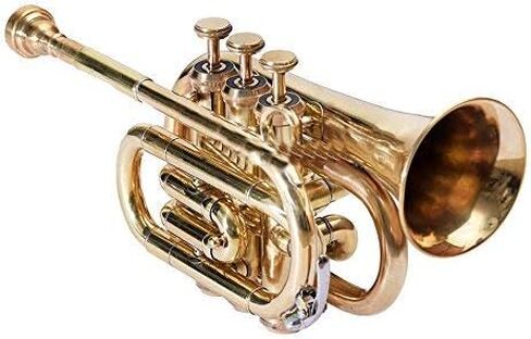 Sai Musical Pocket Trumpet 3 Valve's Pro Shinning Brass with Mouth Piece and Case in Kuwait
