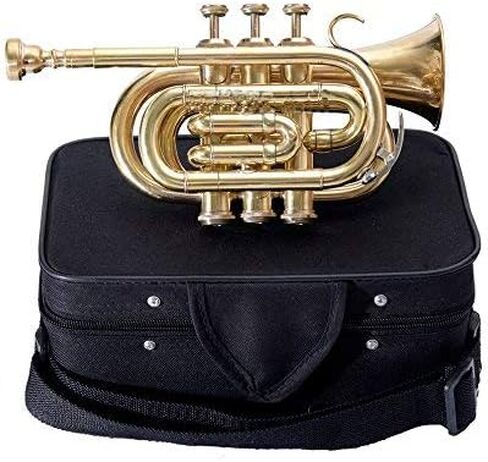 Sai Musical Pocket Trumpet 3 Valve's Pro Shinning Brass with Mouth Piece and Case in Kuwait