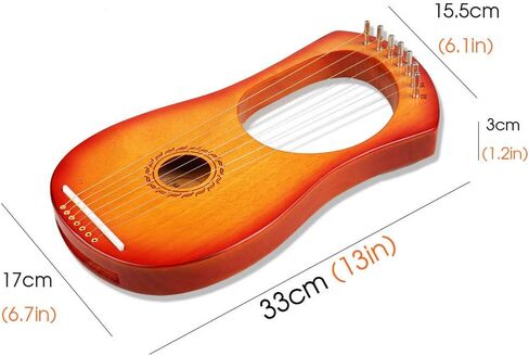 Mr.Power Lyre Harp الطراز اليوناني القديم 16 وترًا معدنيًا مع مفتاح ضبط ومجموعة خيوط إضافية وحقيبة الحفلة (16 خيطًا، خشب طبيعي) in Kuwait