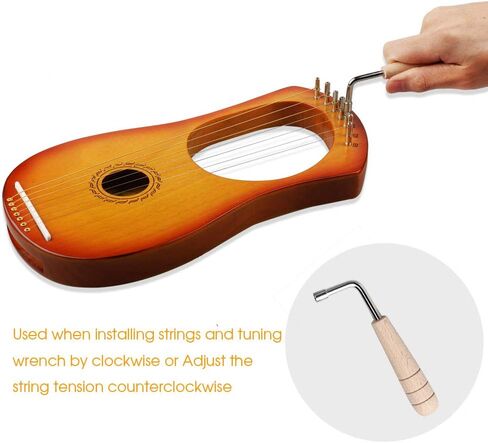 Mr.Power Lyre Harp الطراز اليوناني القديم 16 وترًا معدنيًا مع مفتاح ضبط ومجموعة خيوط إضافية وحقيبة الحفلة (16 خيطًا، خشب طبيعي) in Kuwait