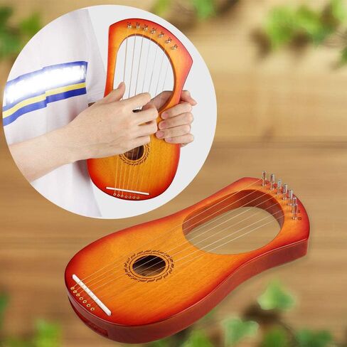 Mr.Power Lyre Harp الطراز اليوناني القديم 16 وترًا معدنيًا مع مفتاح ضبط ومجموعة خيوط إضافية وحقيبة الحفلة (16 خيطًا، خشب طبيعي) in Kuwait