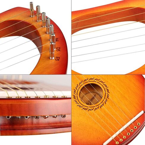 Mr.Power Lyre Harp الطراز اليوناني القديم 16 وترًا معدنيًا مع مفتاح ضبط ومجموعة خيوط إضافية وحقيبة الحفلة (16 خيطًا، خشب طبيعي) in Kuwait