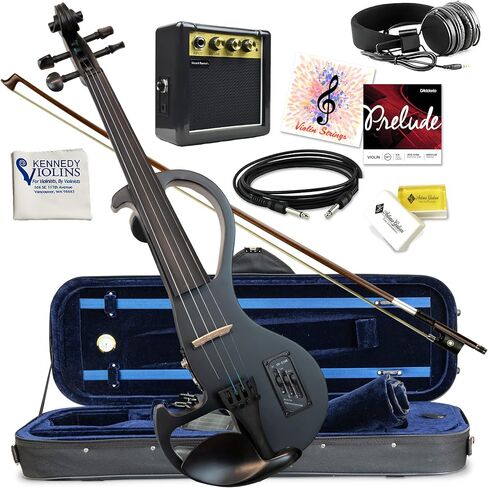 Electric Violin Bunnel Edge Outfit 4/4 Full Size (BLACK) — With Carrying Case and Accessories - Headphone Jack - Piezo Ceramic Pick-up – from Kennedy Violins in Kuwait