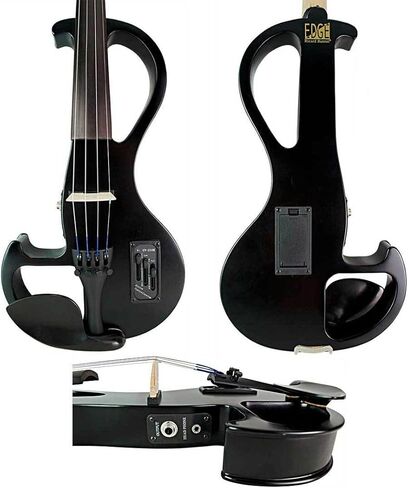 Electric Violin Bunnel Edge Outfit 4/4 Full Size (BLACK) — With Carrying Case and Accessories - Headphone Jack - Piezo Ceramic Pick-up – from Kennedy Violins in Kuwait