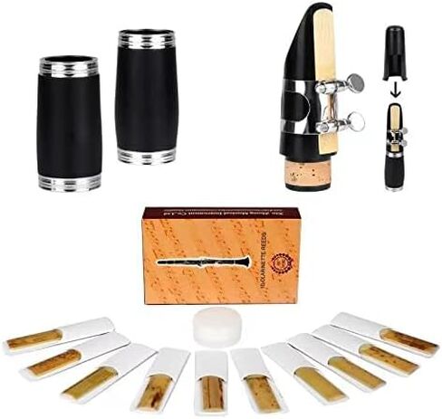 سلايد كلارينيت للطلاب المبتدئين من بي بي كلارينيت مع حافظة كلارينيت مسطحة B وحامل و10 قصبات ومجموعة تنظيف الكلارينيت in Kuwait