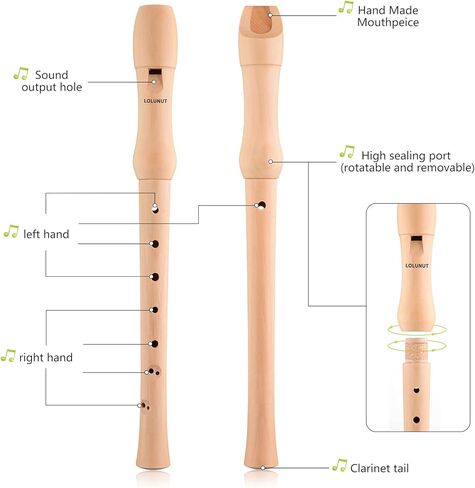 مسجل باروك 8 فتحات، مسجل مفاتيح سوبرانو سي مصنوع من خشب القيقب مع حقيبة تخزين، مخطط وقضيب تنظيف للاطفال والكبار المبتدئين in Kuwait
