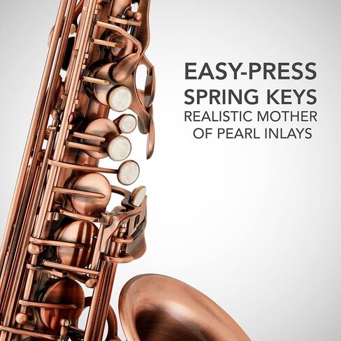 طقم ساكسفون نحاسي مسطح من LyxJam Alto Saxophone E، صوت احترافي، ملحقات كاملة، مثالية لجميع اللاعبين، يتضمن حافظة صلبة، 10 قصب إضافية، حزام، قفازات، طقم تنظيف والمزيد، لمسة نهائية من طلاء الذهب in Saudi Arabia
