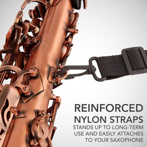 طقم ساكسفون نحاسي مسطح من LyxJam Alto Saxophone E، صوت احترافي، ملحقات كاملة، مثالية لجميع اللاعبين، يتضمن حافظة صلبة، 10 قصب إضافية، حزام، قفازات، طقم تنظيف والمزيد، لمسة نهائية من طلاء الذهب in Saudi Arabia