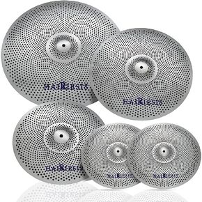 HAIRIESIS Mute Cymbal Pack,Low Volume Cymbal Set 14"Hi-Hat+16"Crash+18"Crash+20"Ride (5 pieces) Silent Cymbal Set for Drums in Kuwait