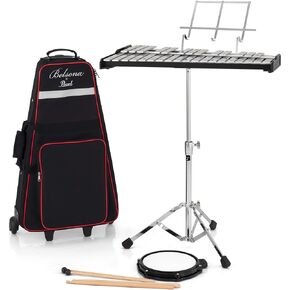 Pearl 32 Note Glockenspiel Bell Kit Student Educational Percussion Kit with Tunable Practice Pad, Rolling Carrying Case, Sticks and Mallets (PK910C) in Kuwait