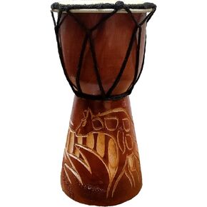 Djembe Drum Carved Bongo African inspired music also a unique gifting idea. Carver Abstract Elephant Giraffe Turtle. (6 Inch, Abstract) in Saudi Arabia