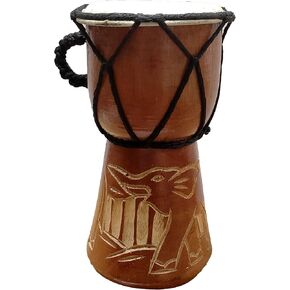 Djembe Drum Carved Bongo African inspired music also a unique gifting idea. Carver Abstract Elephant Giraffe Turtle. (6 Inch, Abstract)