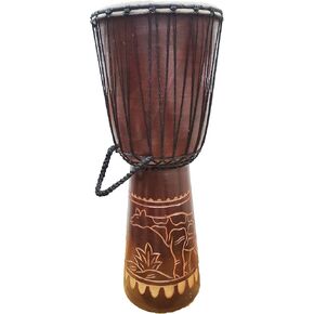Djembe Drum Carved Bongo African inspired music also a unique gifting idea. Carver Abstract Elephant Giraffe Turtle. (6 Inch, Abstract) in Kuwait