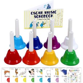 MINIARTIS Hand Bells for Kids | Educational Music Toys for Toddlers 8 Notes Colorful Handbells Set | Kids Musical Instrument with 15 Songbook | Great Birthday Gift for Children in Saudi Arabia