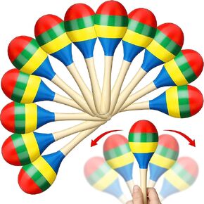20 Pcs 7.87 inch Cinco De Mayo Maracas Wooden Fiesta Maracas Design Noisemaker Musical Fun Party Favor for Adult Kid Mexican Party Prop Birthday Carnival(Rainbow)