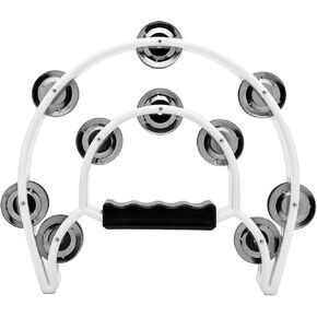 Musfunny Tambourine Double Row Metal Jingles Hand Held Percussion Half-Moon Tambourines Musical Instrument Gifts for Kids, Adults, Party - Black