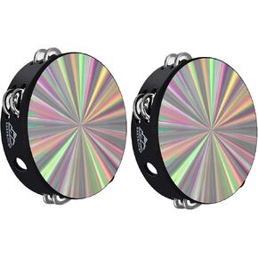 EASTROCK Tambourine for Adults Hand Held Tambourine Ring 3 Packs Wooden Tambourine Metal Jingles Percussion Instrument Single Row Hand Tambourines for Kids KTV Party