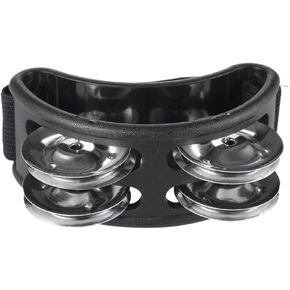 Foot Tambourine Percussion Musical Instrument Foot Drum set with Metal Jingle Bell for Guitar Drum Accessory Instrument (Black)