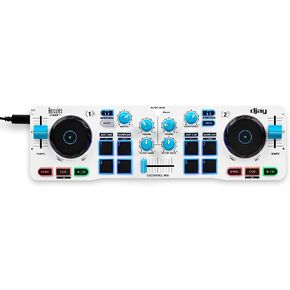 Hercules DJControl Mix Blue - Amazon Exclusive - وحدة تحكم DJ لاسلكية تعمل بالبلوتوث للهواتف الذكية (iOS وAndroid) - تطبيق dJay - طابقان in Saudi Arabia