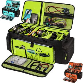 Dj Cable Bag-24 Large Dj Cable File Bag-Dj Cabel Organizer Case-Travel Gig Bag-DJ Gear Bag for Dj Accessories-Dj Equipment Case with Padded Bottom and Divdiers