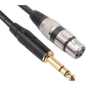 tisino Female XLR to 1/4'' TRS Microphone Cable, 6.35mm Stereo Jack to 3-pin XLR Female Balanced Interconnect Micphone Cable for Speaker - 15FT