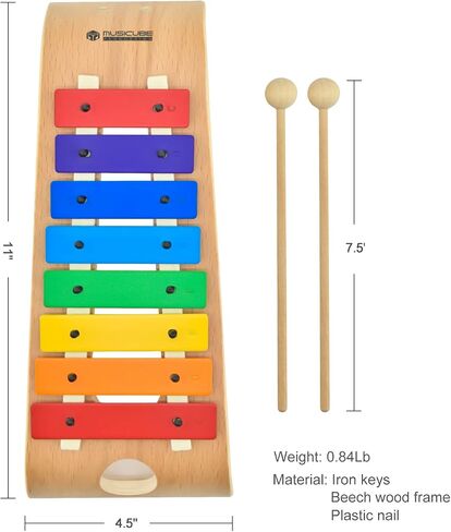 MUSICUBE Xylophone for Kids Wooden Xylophone with Mallets Orff Music Instrument for Educational Preschool Learning Baby Percussion Kit Professional Tuning Gift Choice for Children in Saudi Arabia