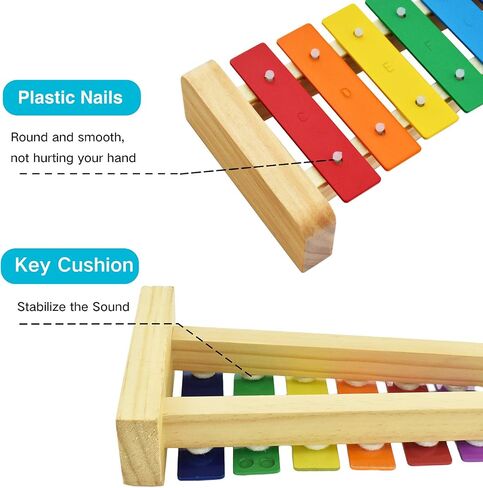 MUSICUBE Xylophone for Kids Wooden Xylophone with Mallets Orff Music Instrument for Educational Preschool Learning Baby Percussion Kit Professional Tuning Gift Choice for Children in Saudi Arabia