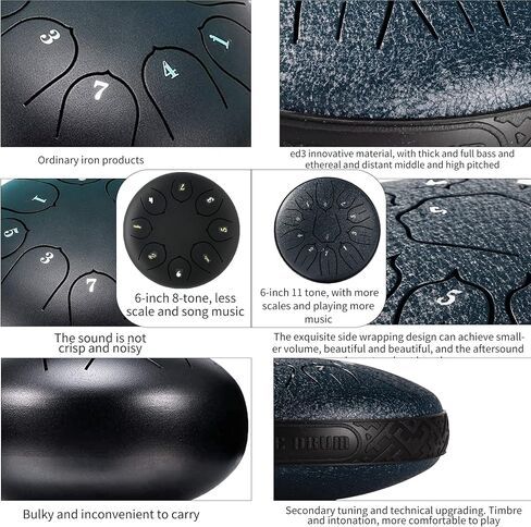 Steel Tongue Drum 11 Note 6 Inches D-Key Tank Drum Handpan Drum Percussion Instrument for Meditation Entertainment Musical Education Concert Mind Healing Yoga in Saudi Arabia