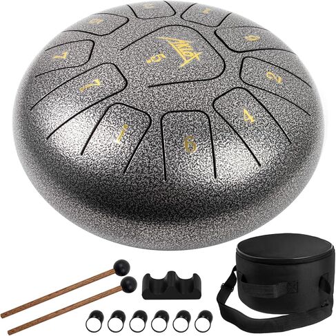 AKLOT طبلة اللسان الفولاذية 10 بوصات 11 ملاحظة - أدوات الإيقاع - طبل خزان HandPan مفتاح C مع ملصقات مطرقة الطبل وملصقات أصابع وحقيبة أزعج in Kuwait