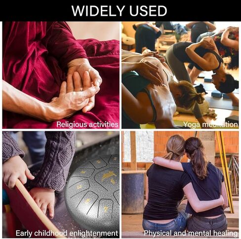 AKLOT طبلة اللسان الفولاذية 10 بوصات 11 ملاحظة - أدوات الإيقاع - طبل خزان HandPan مفتاح C مع ملصقات مطرقة الطبل وملصقات أصابع وحقيبة أزعج in Kuwait
