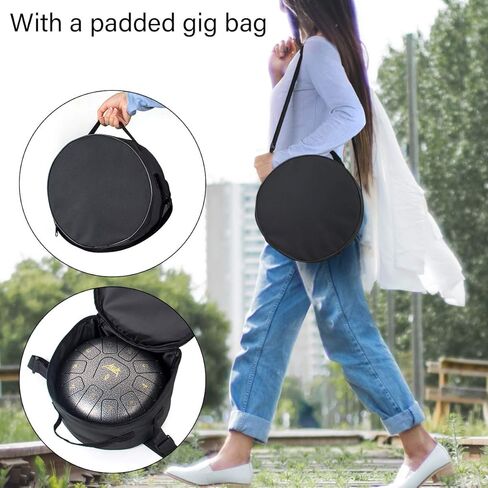 AKLOT طبلة اللسان الفولاذية 10 بوصات 11 ملاحظة - أدوات الإيقاع - طبل خزان HandPan مفتاح C مع ملصقات مطرقة الطبل وملصقات أصابع وحقيبة أزعج in Kuwait