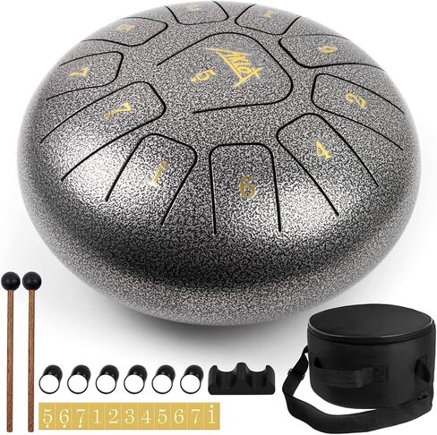 AKLOT طبلة اللسان الفولاذية 10 بوصات 11 ملاحظة - أدوات الإيقاع - طبل خزان HandPan مفتاح C مع ملصقات مطرقة الطبل وملصقات أصابع وحقيبة أزعج in Kuwait