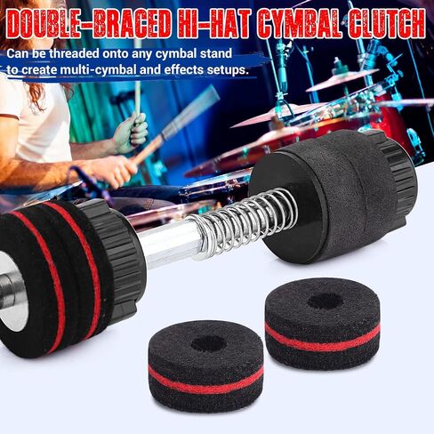 Facmogu Red Hat Stack Cymbal Stacker, Crasher Stacker for Drum Kit Accessories, Double-Braced Hi-Hat Cymbal Clutch for Standard Cymbal Jazz Drum Parts Accessories with Quick Set Nut in Saudi Arabia
