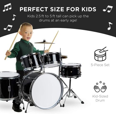 Best Choice Products Kids Drum Set 5-Piece 16in Beginner Drum Set Junior Drum Kit, Starter Percussion Set w/Cymbals, Pedal, Drumsticks, Stool, Toms, Snare, Hi Hat - Blue in Kuwait