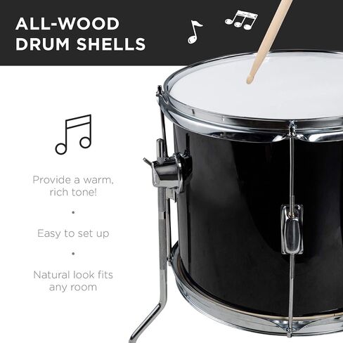 Best Choice Products Kids Drum Set 5-Piece 16in Beginner Drum Set Junior Drum Kit, Starter Percussion Set w/Cymbals, Pedal, Drumsticks, Stool, Toms, Snare, Hi Hat - Blue in Kuwait