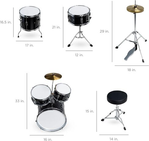 Best Choice Products Kids Drum Set 5-Piece 16in Beginner Drum Set Junior Drum Kit, Starter Percussion Set w/Cymbals, Pedal, Drumsticks, Stool, Toms, Snare, Hi Hat - Blue in Kuwait