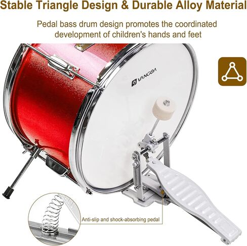 Kids Drum Set, 14 Inch Beginner Drum Kits, 3 Piece Drum Set for Kids Boys Girls Age 3-7, with Adjustable Throne, Cymbal Pedal, Drumsticks, Purple in Saudi Arabia