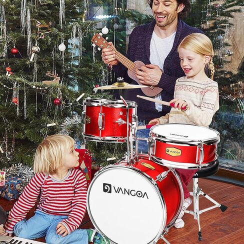 Kids Drum Set, 14 Inch Beginner Drum Kits, 3 Piece Drum Set for Kids Boys Girls Age 3-7, with Adjustable Throne, Cymbal Pedal, Drumsticks, Purple in Saudi Arabia