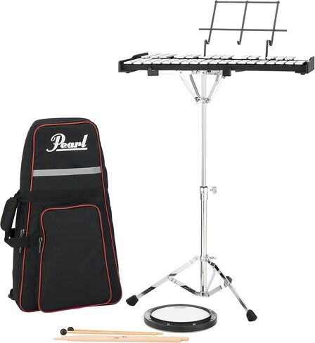 Pearl 32 Note Glockenspiel Bell Kit Student Educational Percussion Kit with Tunable Practice Pad, Rolling Carrying Case, Sticks and Mallets (PK910C) in Saudi Arabia