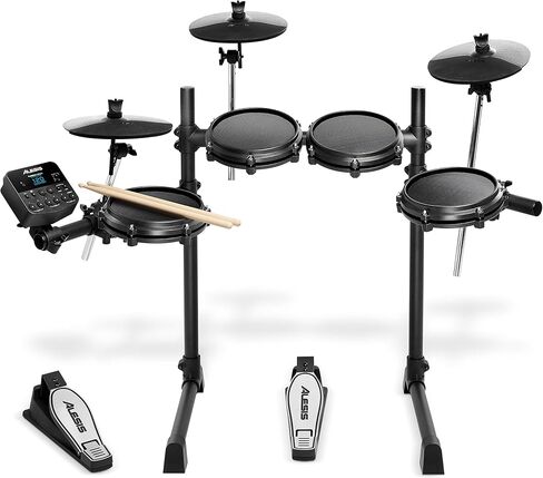 Alesis Turbo Mesh Kit – Electric Drum Set With 100+ Sounds, Quiet Mesh Drum Pads, Drum Sticks, Connection Cables, Drum Lessons in Saudi Arabia