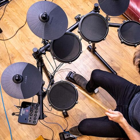 Alesis Turbo Mesh Kit – Electric Drum Set With 100+ Sounds, Quiet Mesh Drum Pads, Drum Sticks, Connection Cables, Drum Lessons in Saudi Arabia