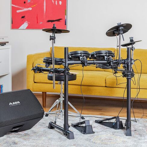 Alesis Turbo Mesh Kit – Electric Drum Set With 100+ Sounds, Quiet Mesh Drum Pads, Drum Sticks, Connection Cables, Drum Lessons in Saudi Arabia