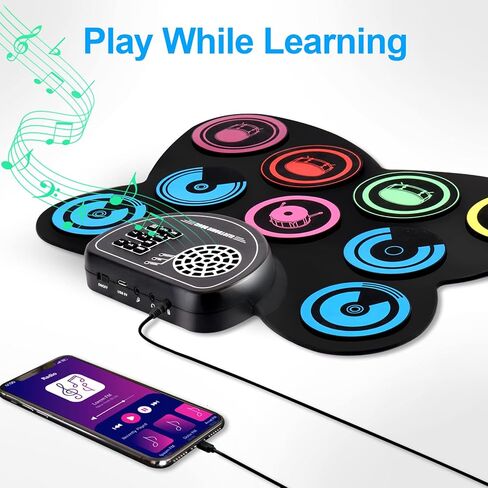 9-Pads Electronic Drum Set with Headphone Jack Speaker Drumsticks & Pedals, Holiday Gifts for Kids in Saudi Arabia